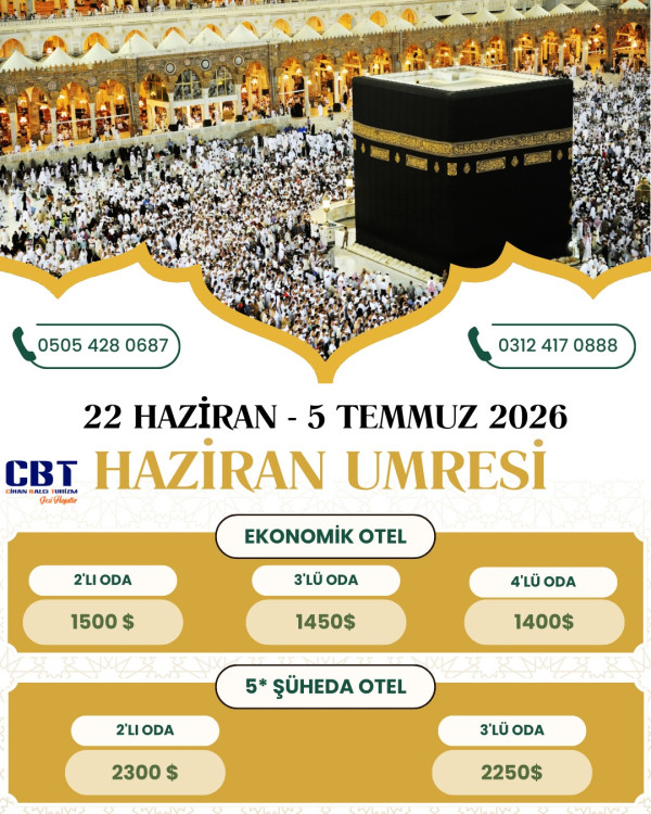 22 HAZİRAN – 5 TEMMUZ 2026 UMRE